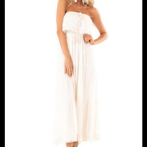 Ecru strapless maxi dress